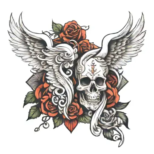 Davil And Angel Wings