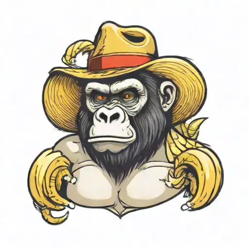 Gorilla With Banana As A Hat