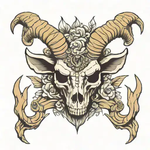 Ibex Skull Front View Surrounded