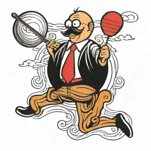 Funny Stick Figure Tattoo With A Balloon Flying