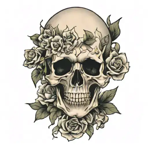 Delicate Skull And Flowers