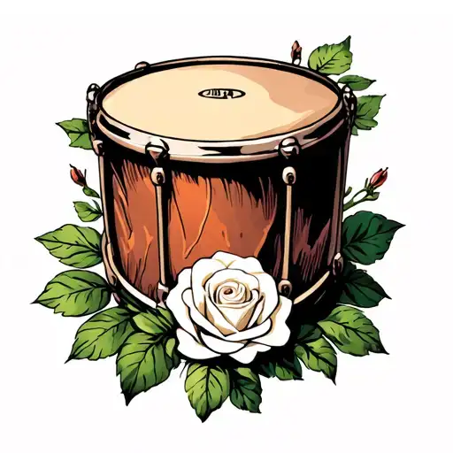 Drum With White Rose Surrounded