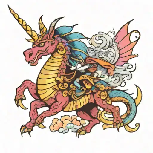 Dragon Riding Unicorn