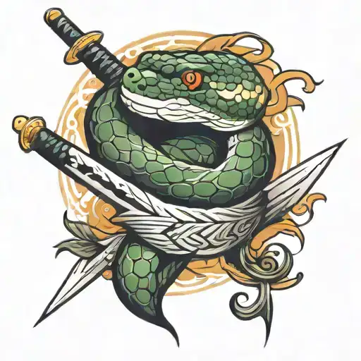 Snake Wrapped Around Sword