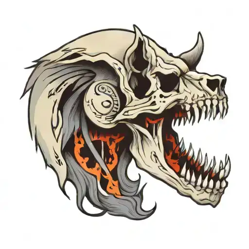 Wolf Skull With Moon