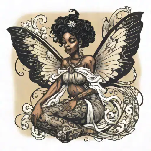 Black Woman Fairy Flying