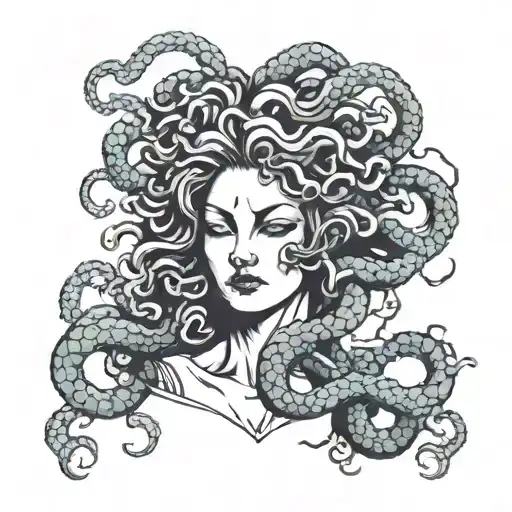 A Modern Interpretation Of Medusa Intertwined With Traditional Japanese Tattoo Elements
