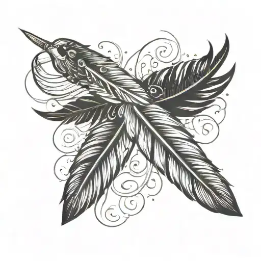 Chaing Around Forearm With Black Feathers
