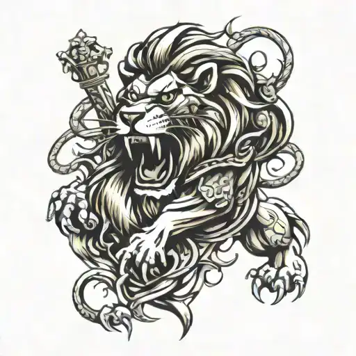 King Lion Fighting Demons