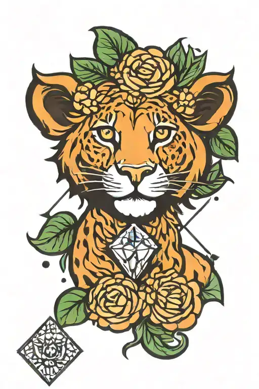 Diamond With Leo Zodiac Sign