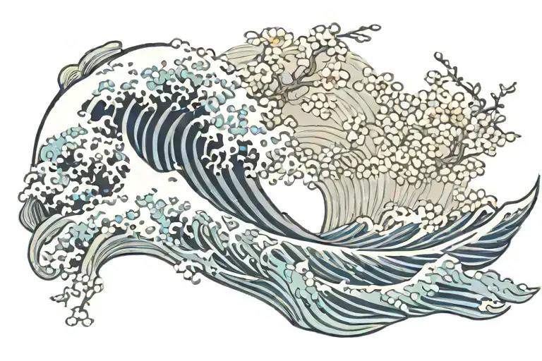 Floral Oriental Wave Kanagawa Wave