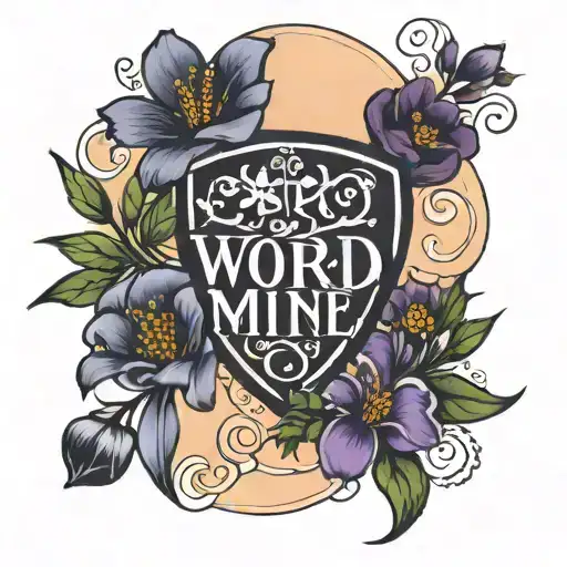 The Word Mine With Flowers Intertwined