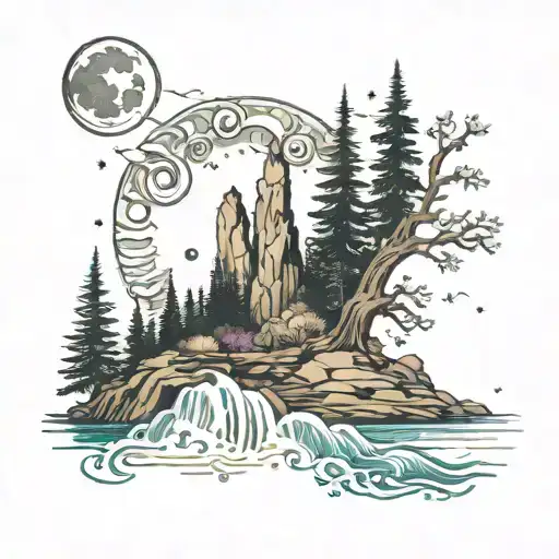 Pillars Of Creation Moon Mountain Woods Creek Lake