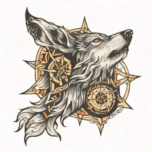 Wolf With Wind Rose