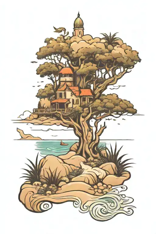 A Beach Landscape With Posiedon Spine