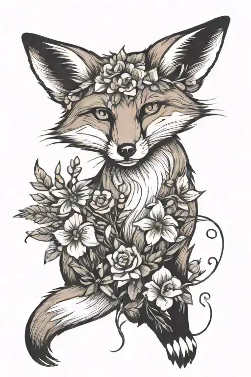 Fox With Flowers