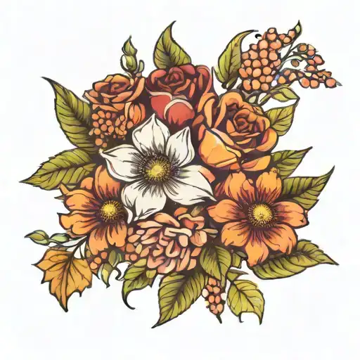 November September June Birth Flower Bouquet