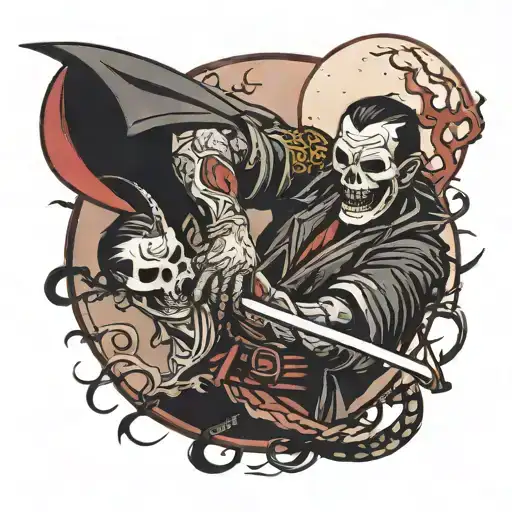 The Ripper Give Hand To A Samourai Dying Under The Moon