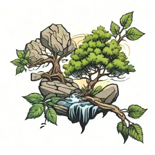 Tree Growing On Rocks Surrounded