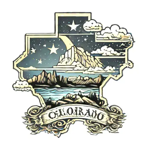 Half Colorado Half Texas State Outline Filled Night Sky