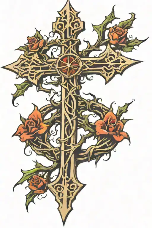 Christian Cross With Thorns