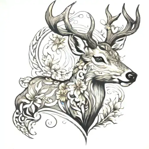 Deer Half Realism Half Manadal