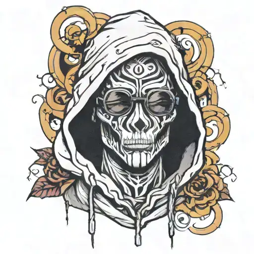 Apparition Covered In Dark Bandages And Wearing A Hoodie And Sunglasses