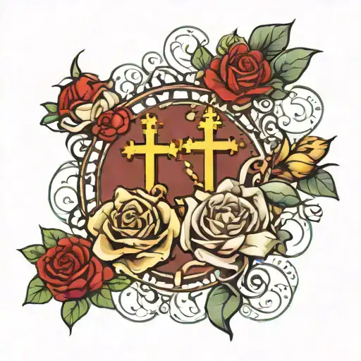 Catholic Tattoo Design With The Names Jalal And Laila Innabi