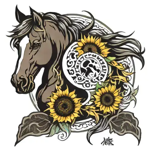 Horse Sunflower Ying Yang