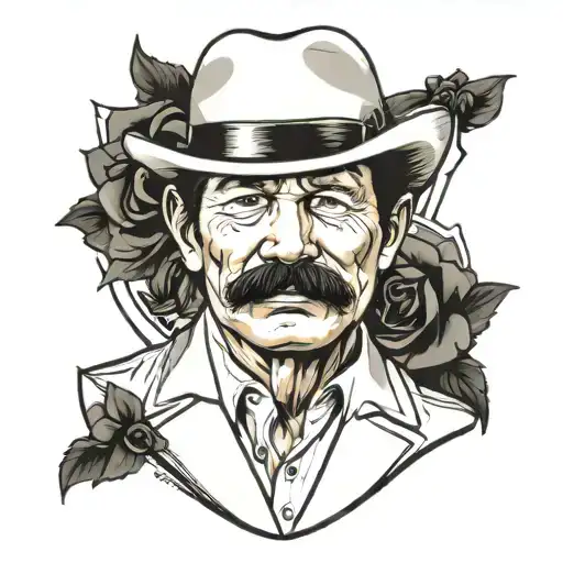 Charles Bronson Actor Portrait With Flower At Bottom In A Horseshoe