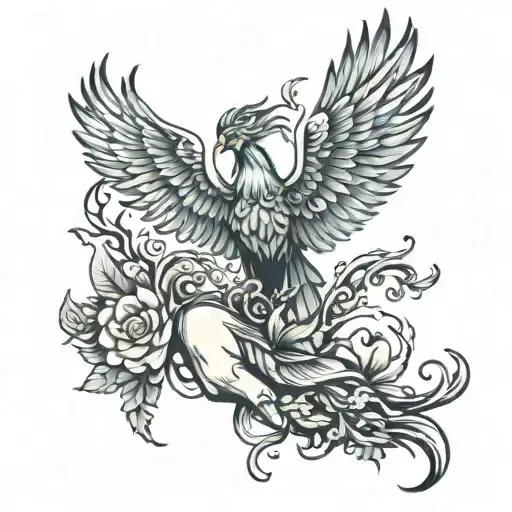 Mother Nature With A Phoenix Rising From Her Hand