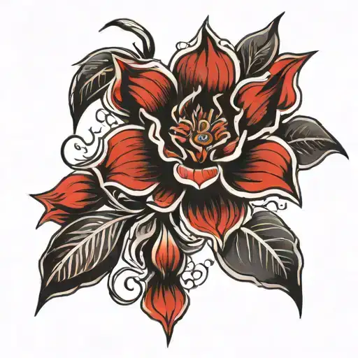 Black And Red Flower
