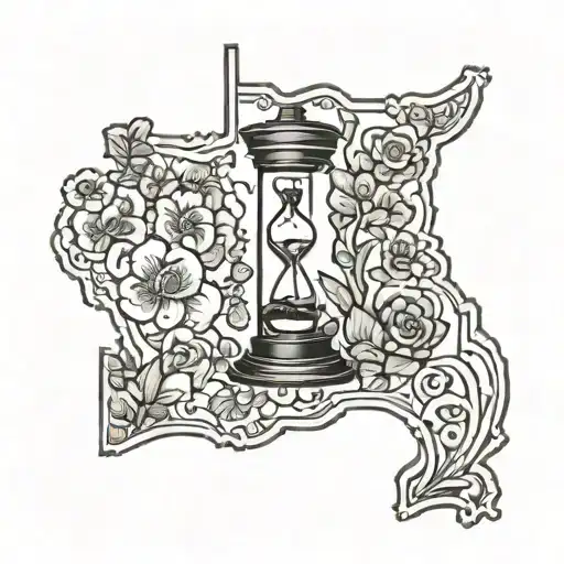 Half Colorado Half Texas State Outline Filled Hourglass With Intricate