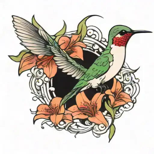 Hummingbird And Lily