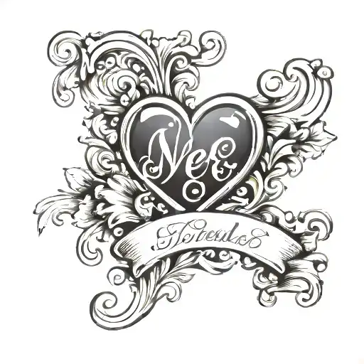 Heart With Scroll Banner Name