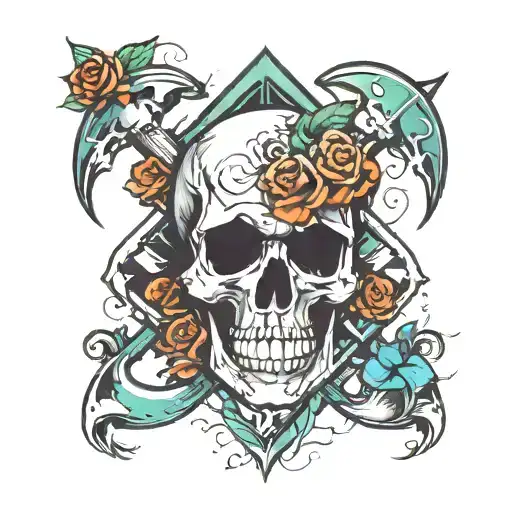 Recycle Symbol With Skull Inside