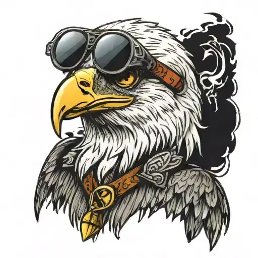 Bald Eagle Wear Sunglasses And Smoke
