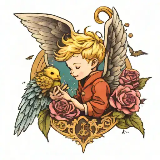 The Little Prince With Angel Wing And Macaron Colour Tone