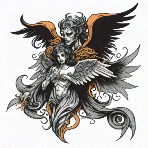 Demon And Angel Wings Spread