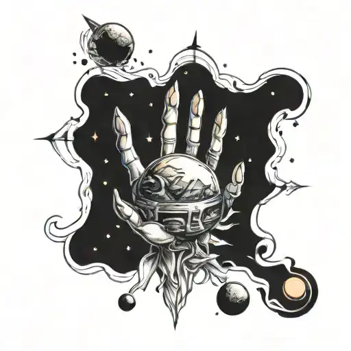 Sketch Of A Space Tattoo On The Hand