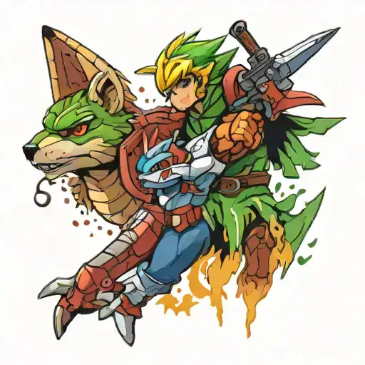 Link And Samus And Falco Star Fox Smash Bros