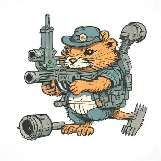 Beaver With A Machine Gun