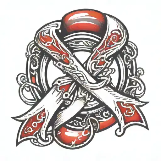 White And Red Cancer Ribbon