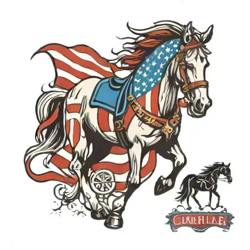 Country Patriotic Horse Cadillac
