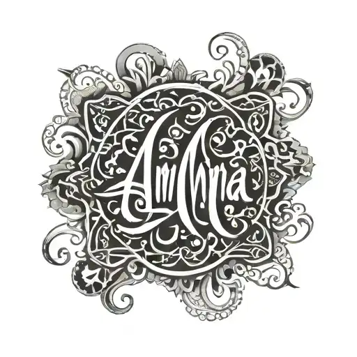 Written Name Amina In Arabic Letters A