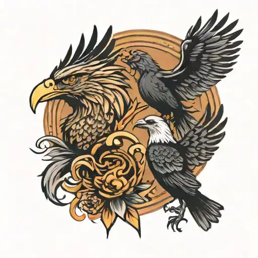 Eagle And Raven And Phoenix Bird