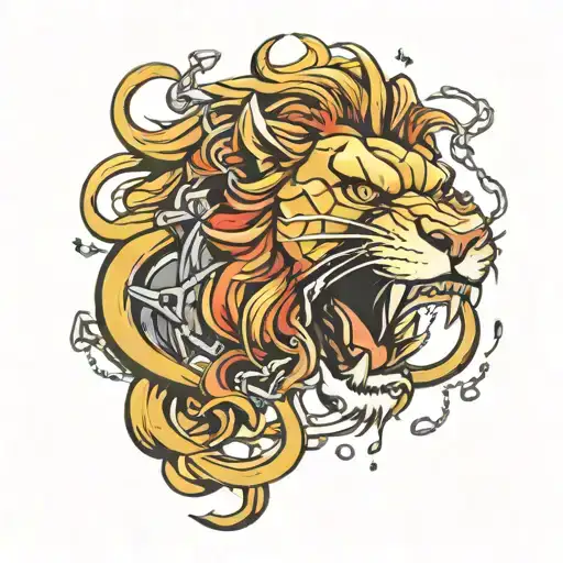 Roaring Lion Brakes Chains Breaking And Bursting