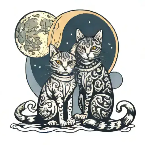 Cats And A Moon