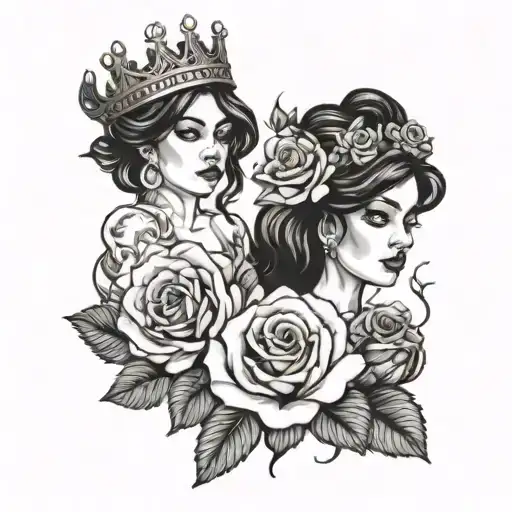 Camila And Elienai With Roses And Crown