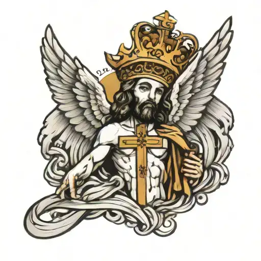 Jesus Cross Angel Wings Crown